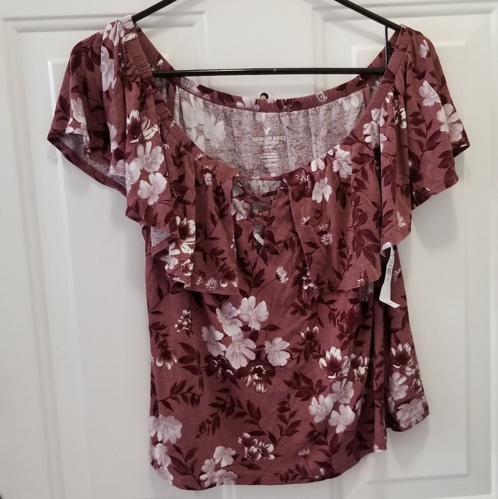 American Eagle Off the Shoulder Floral Top